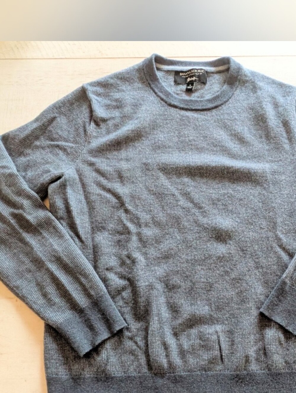 Banana Republic Baruffa Italian Merino Wool Sweater Men's L Heathered Blue Gray